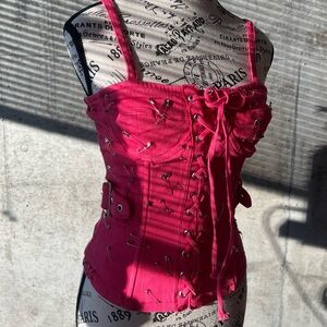 hot pink safety pin corset